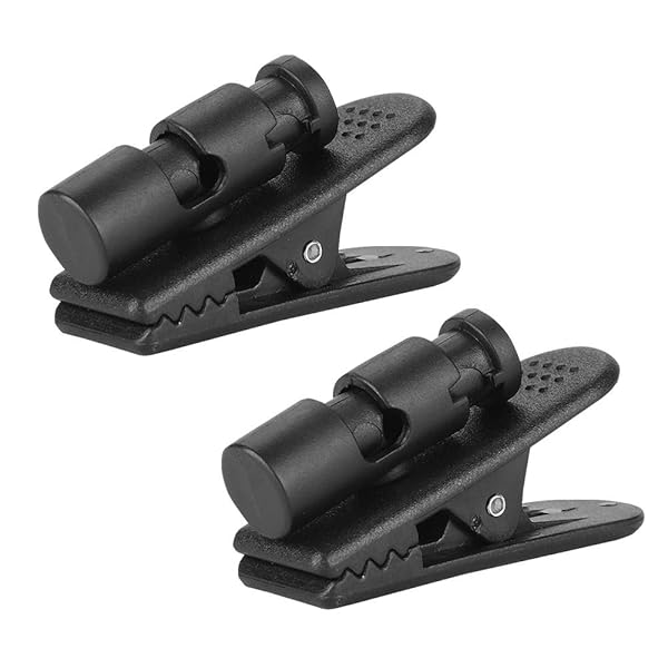 ASHATA 2 Pieces Headphone Clips 360 Degree Rotate Earphone Cable Clothing Clip for 2-4mm Headphone Wire Black