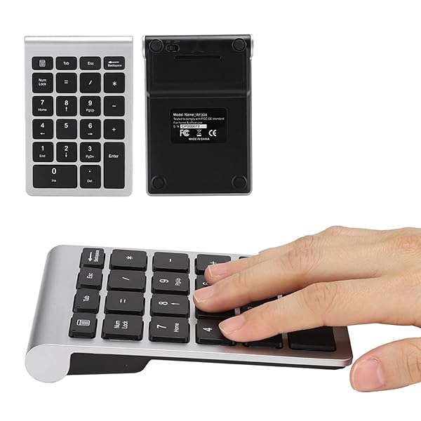ASHATA 22-Key USB Numeric Keypad - Ergonomic Keyboard for Windows, Mac & Android (Silver Black) - Image 2