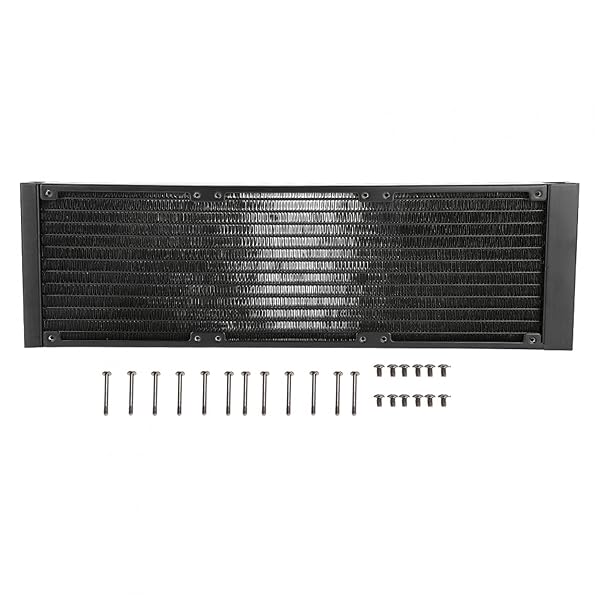 ASHATA 360mm Water Cooling Radiator - Aluminium Heat Exchanger for PC | Efficient 12 Tubes Cooler