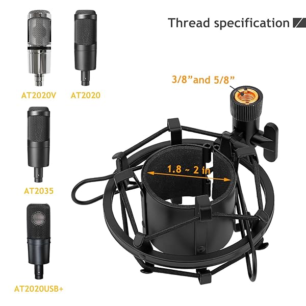 AT2020 Mic Stand with Shock Mount & Pop Filter - Heavy Duty Boom Arm for Audio Technica AT2020/AT2035 - Image 5