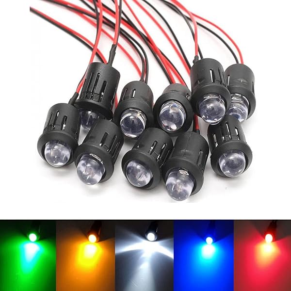 ATNSINC 25PCS Mix colors 12V 10mm LED Light Lamp Bulb Prewired Emitting Diodes Pre-Wired with 10 Holders, Battery Clip and Switch for DIY Home - Image 2