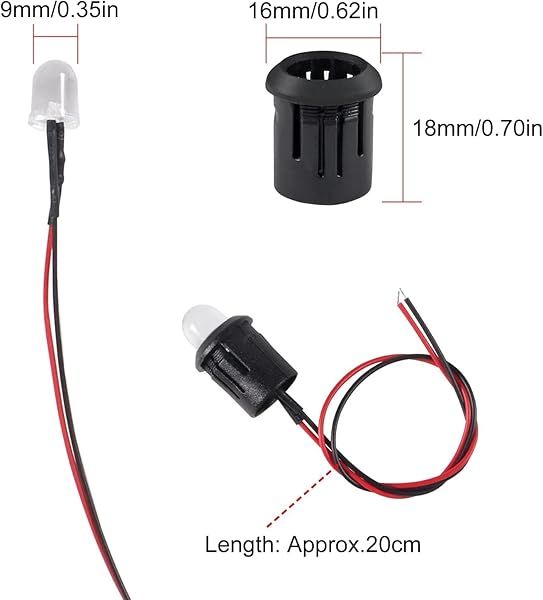 ATNSINC 25PCS Mix colors 12V 10mm LED Light Lamp Bulb Prewired Emitting Diodes Pre-Wired with 10 Holders, Battery Clip and Switch for DIY Home - Image 5