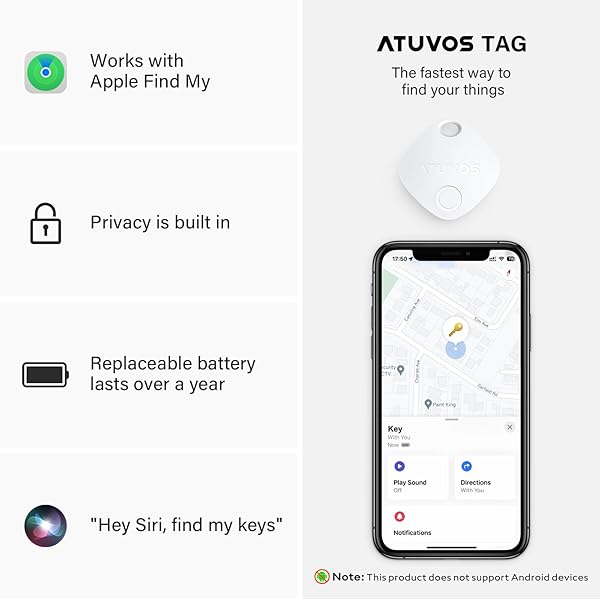 ATUVOS Bluetooth Key Finder 4 Pack: Smart Tracker for Luggage & Wallets - IP67 Waterproof, 250ft Range, Apple Find My Compatible - Image 3