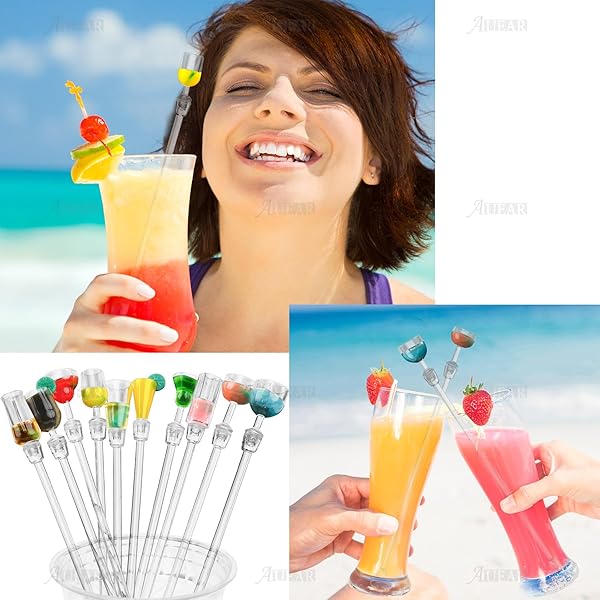10 Pack Colorful Acrylic Swizzle Sticks - Perfect Cocktail Stirrer for Bars, Cafes & Home Use - Image 7