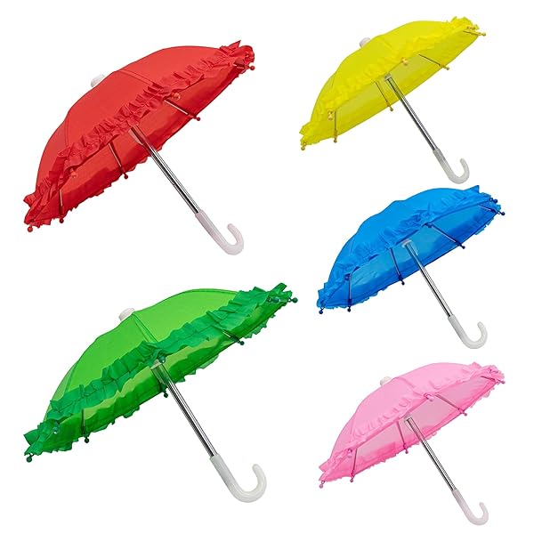 5 Pack Cute Mini Umbrellas for Photography, Crafts & Home Decor - Bright Colors for Potted Plants & Outdoor Use