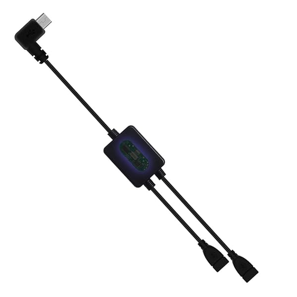 AWADUO 90 Degree Micro USB Male to Female Splitter 1 in 2 Out High Speed Charging Cable 30cm Length