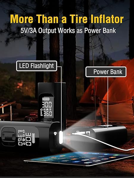 AZUNO Tire Inflator Portable Air Compressor, 3X Fast Inflation Portable Air Pump, Auto Shut-Off Tire Pump for All Cars Motorcycles and Bikes, with - Image 5