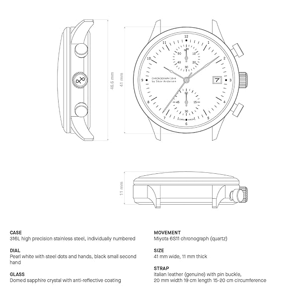 Vintage 1844 Chronograph Men's Watch: Stylish Stainless Steel Analog Timepiece in Steel/White - Image 8