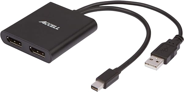 Accell mDP-2DP Multi Monitor Splitter - Mini DisplayPort 1.2 MST Hub with 1x Mini DP & 2x DP Outputs - Black - Image 2