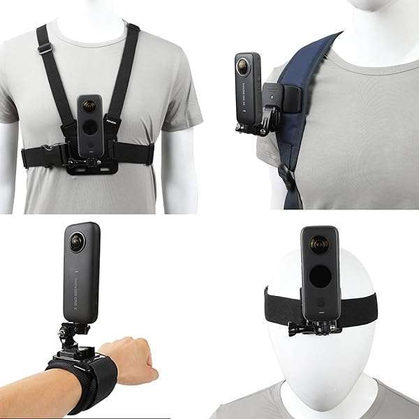 Ultimate Accessories Kit for Insta360 One X Series & GoPro Hero 9: Quick Release Head Strap, Chest Mount, Backpack Clip & More