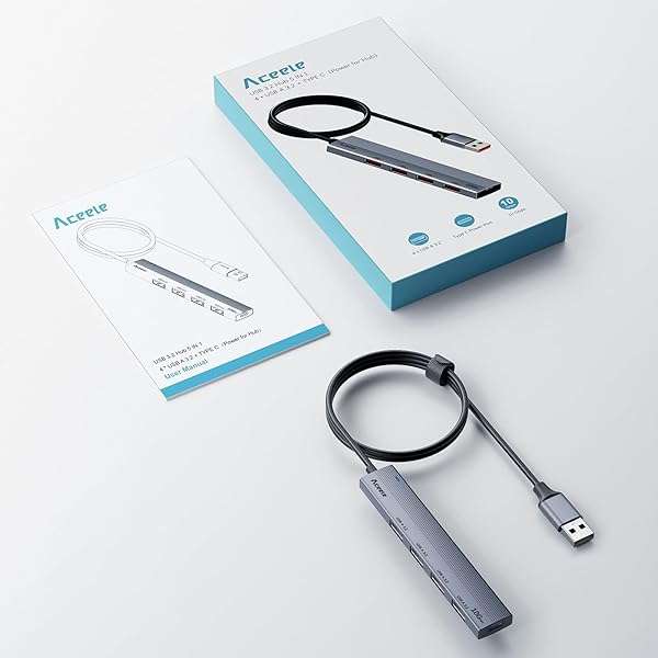 Aceele 10Gbps USB 3.2 Hub: 4 Ports, 4ft Cable & Type-C Power for Chromebook, iMac, PS4 & More - Image 10