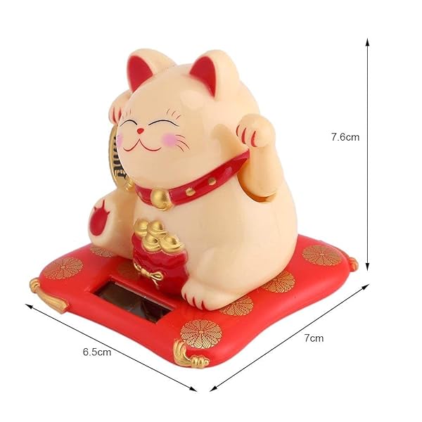 Acogedor Solar Waving Cat Good Luck Lucky Welcoming Cat for Car Home Office Decoration White - Image 7