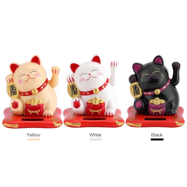 Acogedor Solar Waving Cat - Good Luck Car & Desk Decoration (Black) for Positive Vibes - Image 6