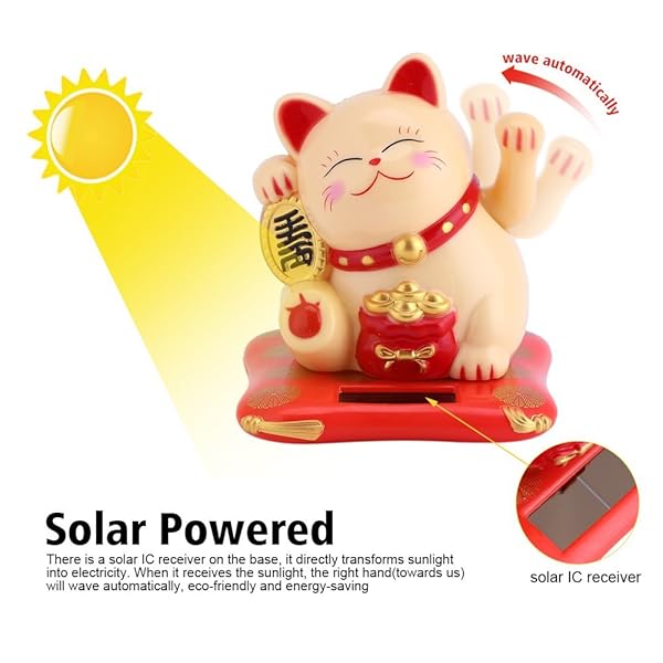 Charming Solar Waving Cat - Good Luck Decor for Home, Office & Car | Perfect Gift for Friends & Colleagues (Yellow) - Image 4