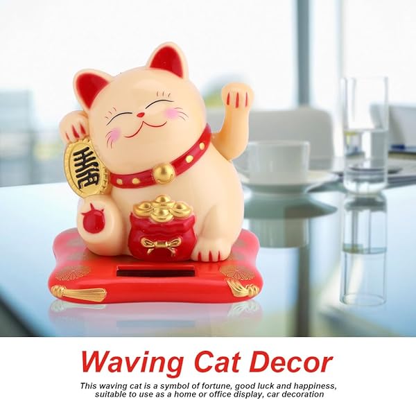 Charming Solar Waving Cat - Good Luck Decor for Home, Office & Car | Perfect Gift for Friends & Colleagues (Yellow) - Image 5