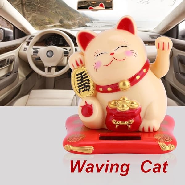 Charming Solar Waving Cat - Good Luck Decor for Home, Office & Car | Perfect Gift for Friends & Colleagues (Yellow) - Image 6