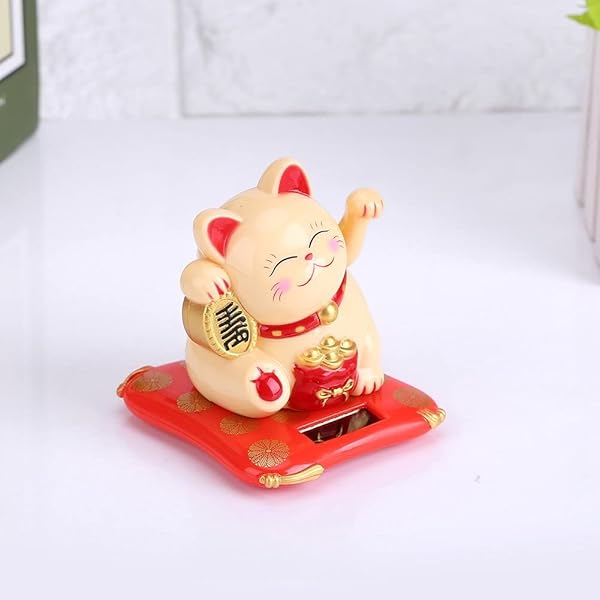 Charming Solar Waving Cat - Good Luck Decor for Home, Office & Car | Perfect Gift for Friends & Colleagues (Yellow) - Image 8