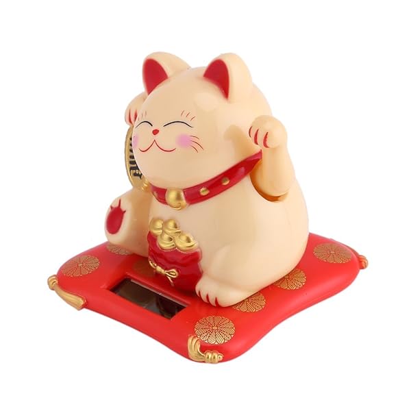 Charming Solar Waving Cat - Good Luck Decor for Home, Office & Car | Perfect Gift for Friends & Colleagues (Yellow) - Image 9