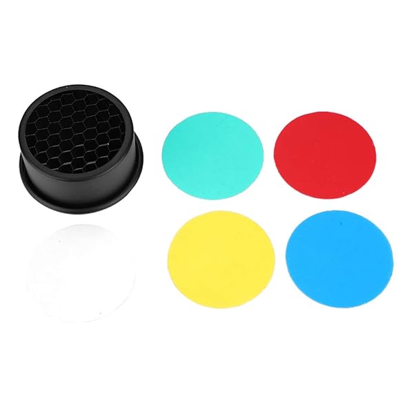 Acouto Bowens Aluminium Alloy Snoot with Honeycomb Grid and 4 Color Gels for Studio Strobe Flash Lighting Direction - Image 9
