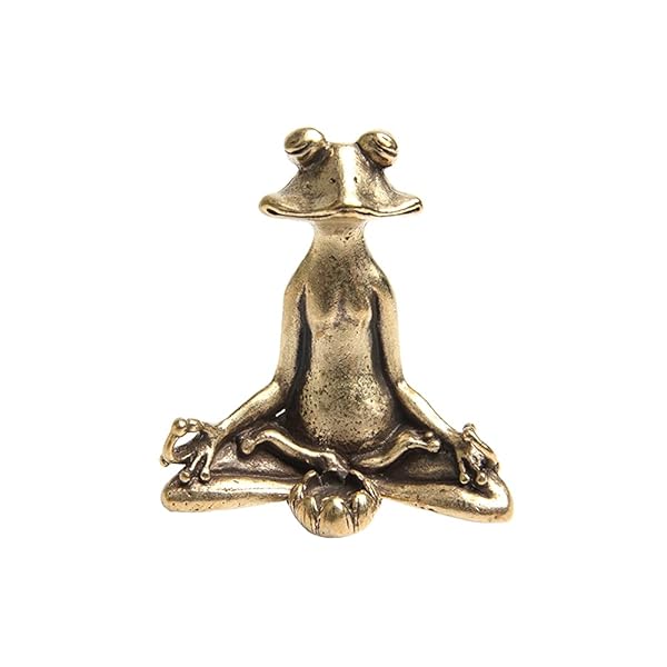 Acxico Solid Brass Frog Figurine - Small Animal Statue for Home Decor & Unique House Ornament