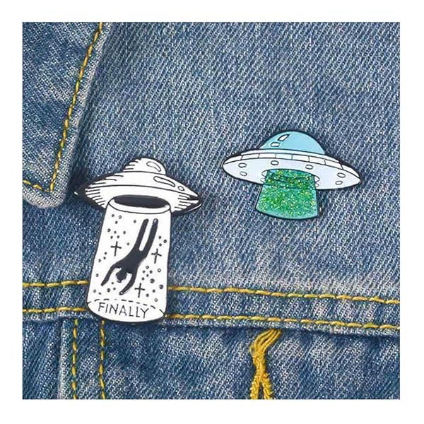 Acxico 2Pcs Alien UFO Enamel Pins - Creative Brooches for Hats, Bags & Shirts | Unique Decor Accessories - Image 3