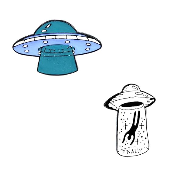 Acxico 2Pcs Alien UFO Enamel Pins - Creative Brooches for Hats, Bags & Shirts | Unique Decor Accessories - Image 2