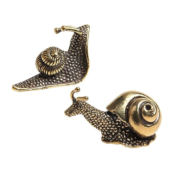 Acxico 2Pcs Solid Brass Snail Figurines - Unique Animal Statues for Home Decor & Gifts
