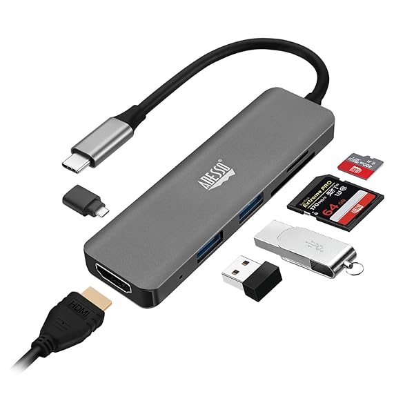 Adesso Adesso USB C Docking Station: 4K HDMI, PD Charging, USB Ports & Card Reader for MacBook & Windows Laptops