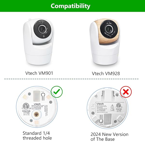 Adjustable Baby Monitor Wall Mount for VTech VM901 VM924 VM923 VM928, Full-Range View and Easy Installation Without Drilling - Image 3
