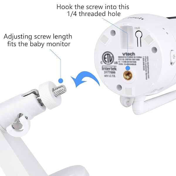 Adjustable Baby Monitor Wall Mount for VTech VM901 VM924 VM923 VM928, Full-Range View and Easy Installation Without Drilling - Image 7