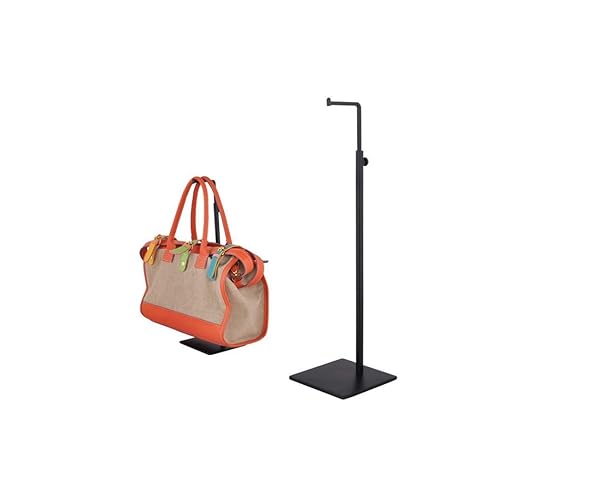 Adjustable Metal Handbag Rack - Stylish Tabletop Purse Display Stand with Single Hook (Black)