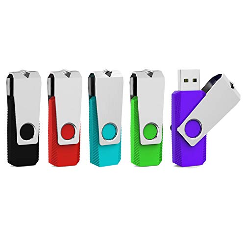 Aiibe 5 Pack 64GB Flash Drive USB Flash Drives 64GB Thumb Drive USB 2.0 Memory Stick USB Drives Jump Drive 64 GB Multipack (64G, 5 Mixed Colors: