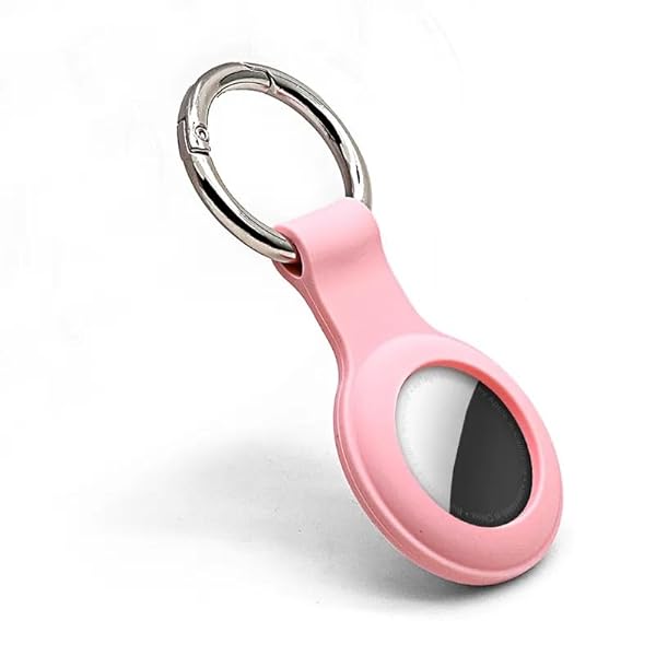 Pink Silicone AirTag Keyring Case with Hook - Anti-Lost, Shock Resistant for Keys, Bags, Luggage & Pets - Image 2