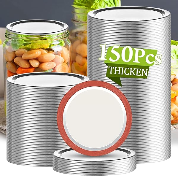 Aliggbent 150 Pcs Aliggbent Wide Mouth Canning Lids - Airtight Split-Type Lids for Mason Jars, Perfect for Canning Food & DIY Projects