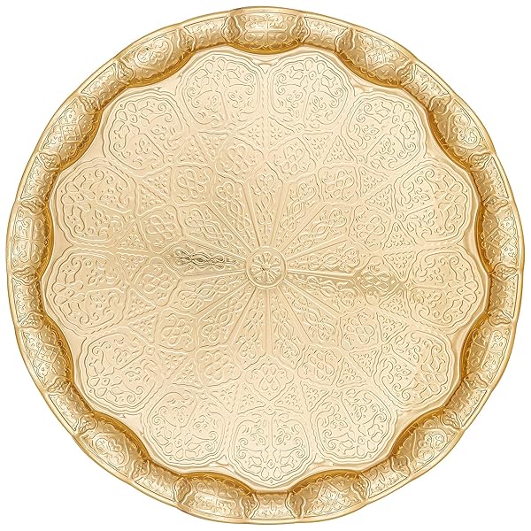 Alisveristime "Alisveristime Ottoman Coffee Tea Serving Tray - 13.6" Metal with Traditional Motifs, 5 Colors Available"