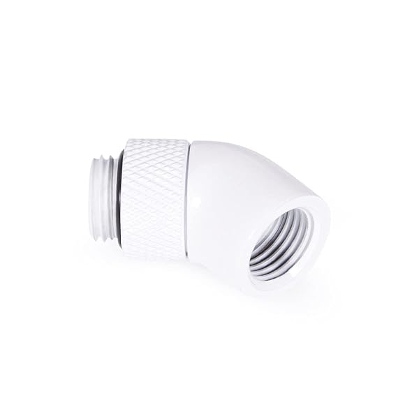 Alphacool 17487 Eiszapfen 45 Degree Rotatable G1/4 Angled Adaptor White for Efficient Liquid Cooling Solutions