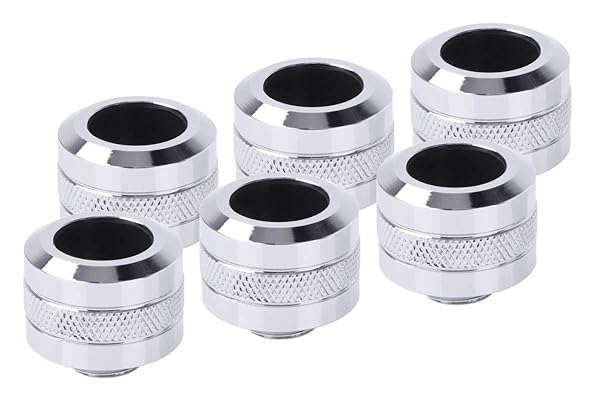 "Alphacool Eiszapfen PRO HardTube G1/4" Fittings - 16mm OD Chrome, 6-Pack for Ultimate Cooling"
