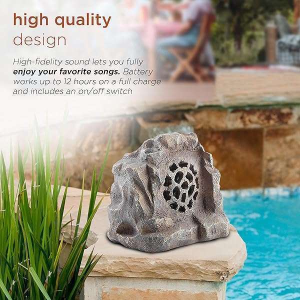 Alpine Waterproof Bluetooth Solar Rock Speaker - Outdoor Wireless Gray Design - Image 6
