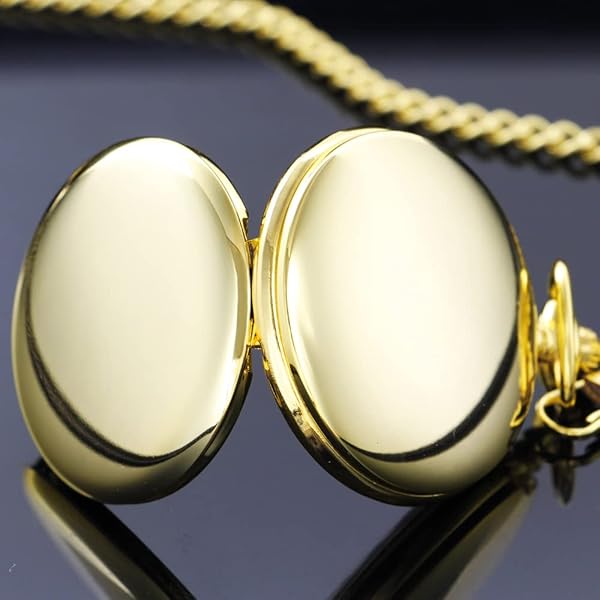 Alwesam Smooth Vintage Quartz Pocket Watch with Chain Roman Numerals Scale(Gold White) - Image 6
