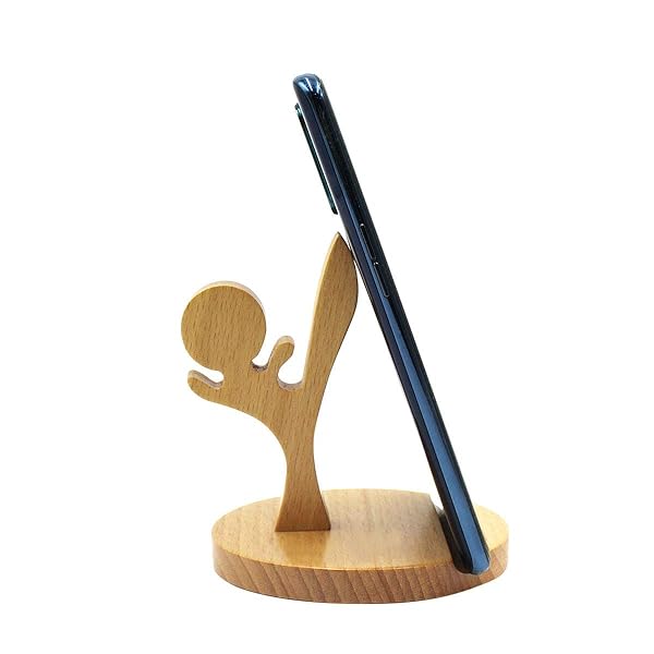 Amamcy Cartoon Wooden Smartphone Desk Holder for All Mobile Phones Animal Design Phone Stand and Desk Ornament