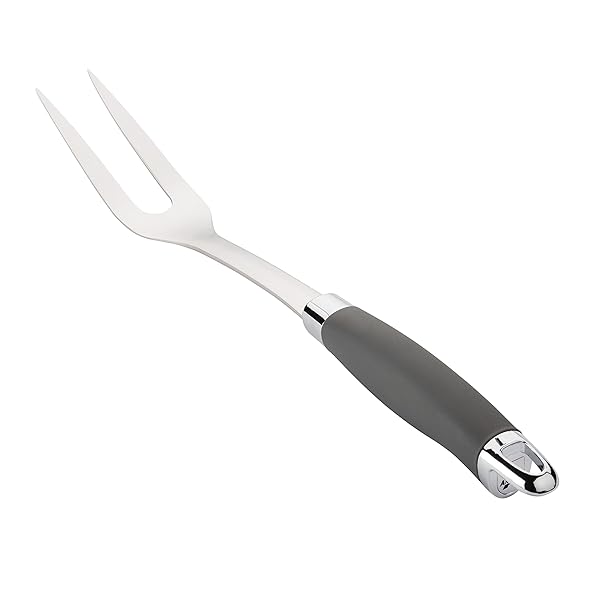 Anolon SureGrip 13.25 Inch Stainless Steel Meat Fork - Durable Kitchen Tool in Gray