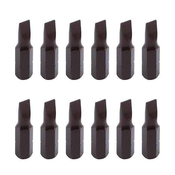 Antrader 1 Inch Long 1/4 Inch Hex Shank 5mm Magnetic Slotted Tip Screwdriver Bits Set of 12