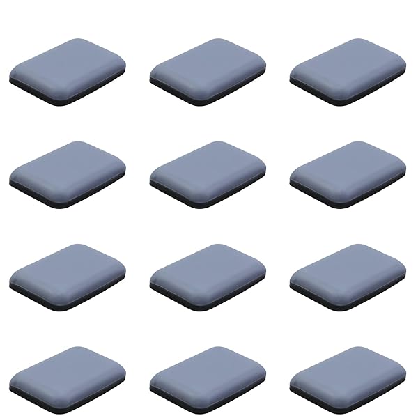 Antrader 12 Pack Rectangle Slider Pads for Furniture Moving Anti-Abrasion Floor Protectors 1-3/8 x 1 Inch Coasters