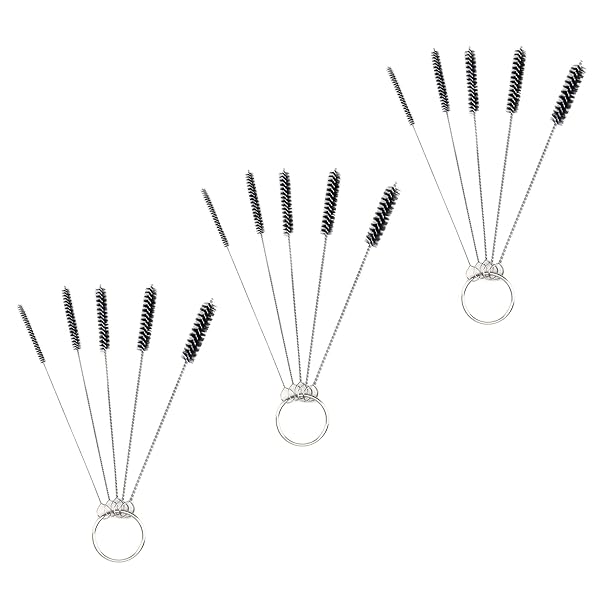Antrader 15Pcs 4 Inch Nylon Tube Brushes Set for Cleaning Straws Carburetors and Small Wire Brushes Black Cleaning Tools