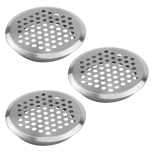 Antrader 2 Inch Stainless Steel Air Vent Louver Pack of 3 for Kitchen Bathroom Cabinet Soffit Vent
