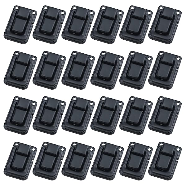 Antrader 24pcs Mini Hasp Clasp Latch Lock for Toolbox Gift Box Suitcase 1.5 x 1 x 0.35 with Screws Black