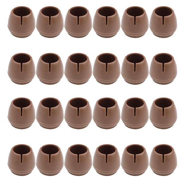 Antrader 24pcs Silicone Brown Furniture Pads Non-Slip Floor Protectors for Sofa Chair Table Leg Cap Round Diameter 1 to 1-3/16 Inch
