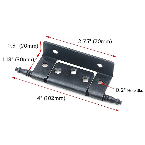 Antrader 2.75 Inch Full Inset Partial Wrap Long Axis Tip Hinge Vintage Black Cabinet Hinge 4 Pack for Furniture - Image 2