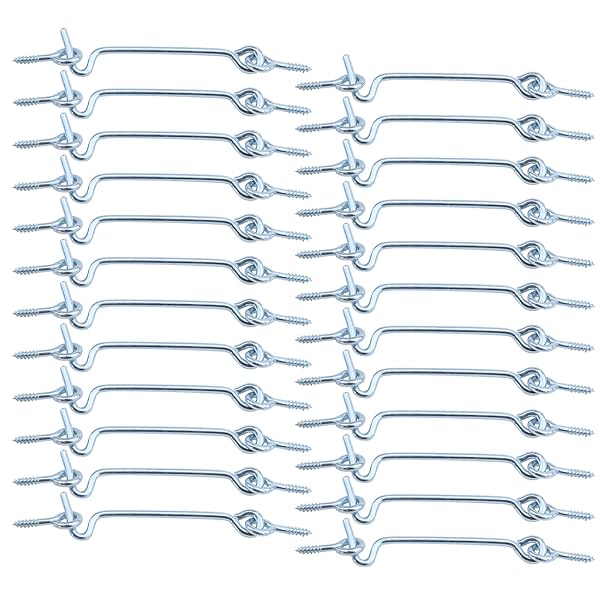 Antrader 3 Inch Zinc Plated Steel Hook and Eye Latch for Wood Gates and Window Screens 24-Pack