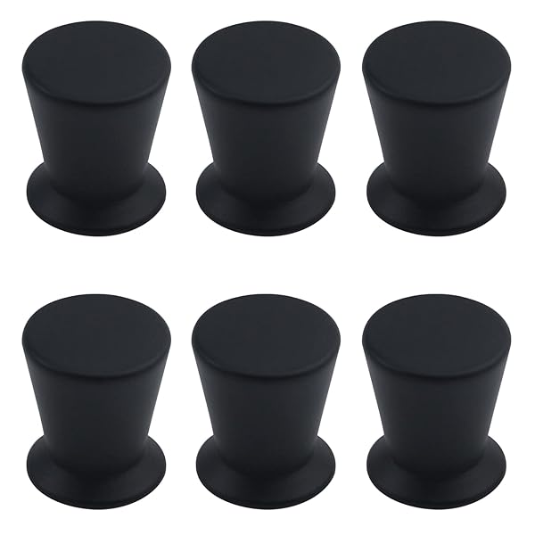Antrader Matte Black Cabinet Knob 3/4in Round Drawer Pull Handle 6-Pack with Mounting Screws for Simple Home Upgrade